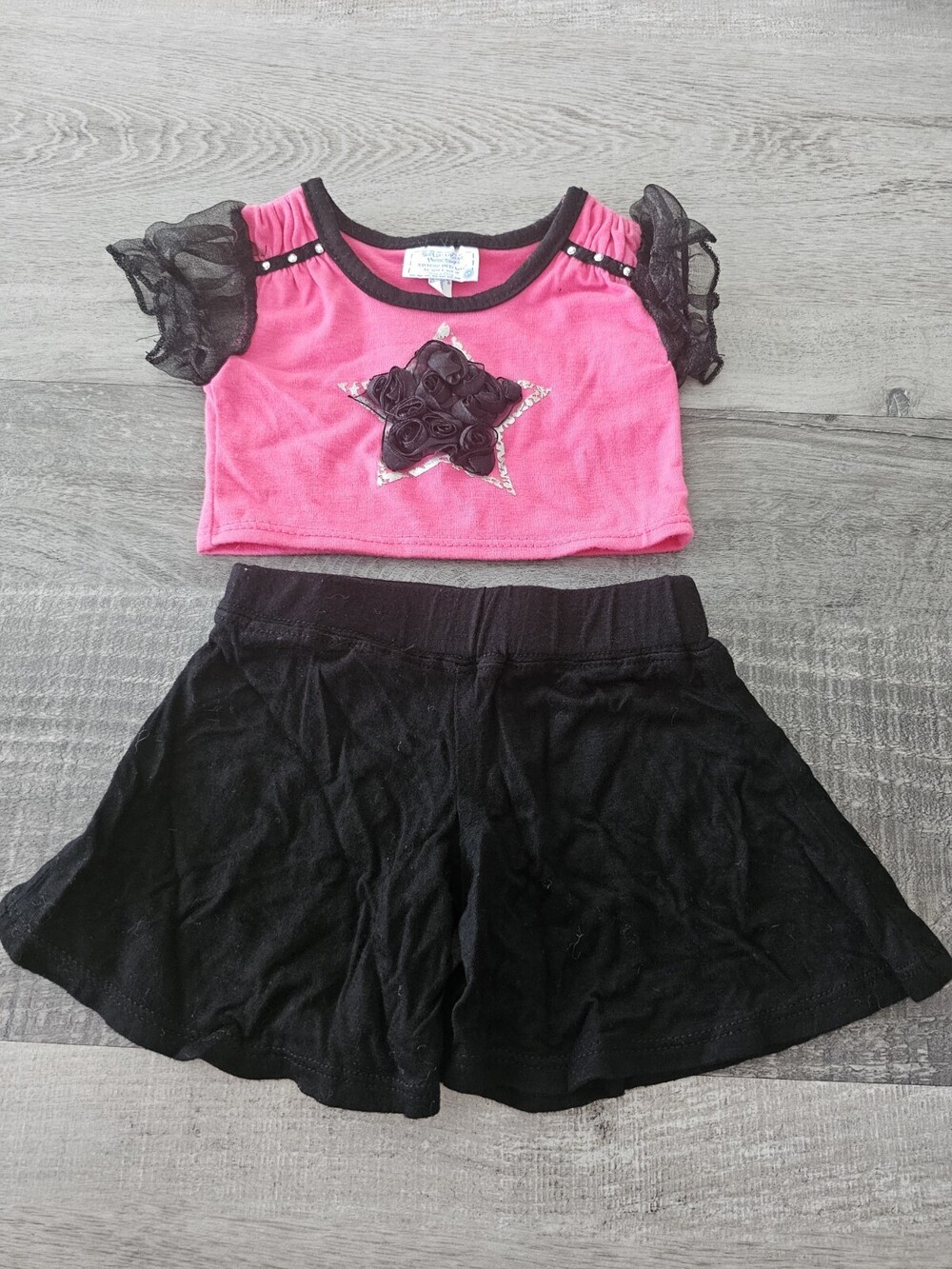 Build A Bear Heart Floral Top Pink Black Shorts Teddy Clothes Outfit #31